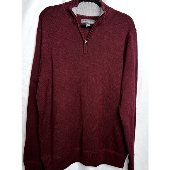 Eddie Bauer Womens Size XLT Maroon 1/4 Zip Tight Knit Pullover Sweater - Picture 1 of 10